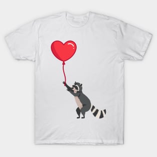 Love please come back, racoon with heart ballon design T-Shirt